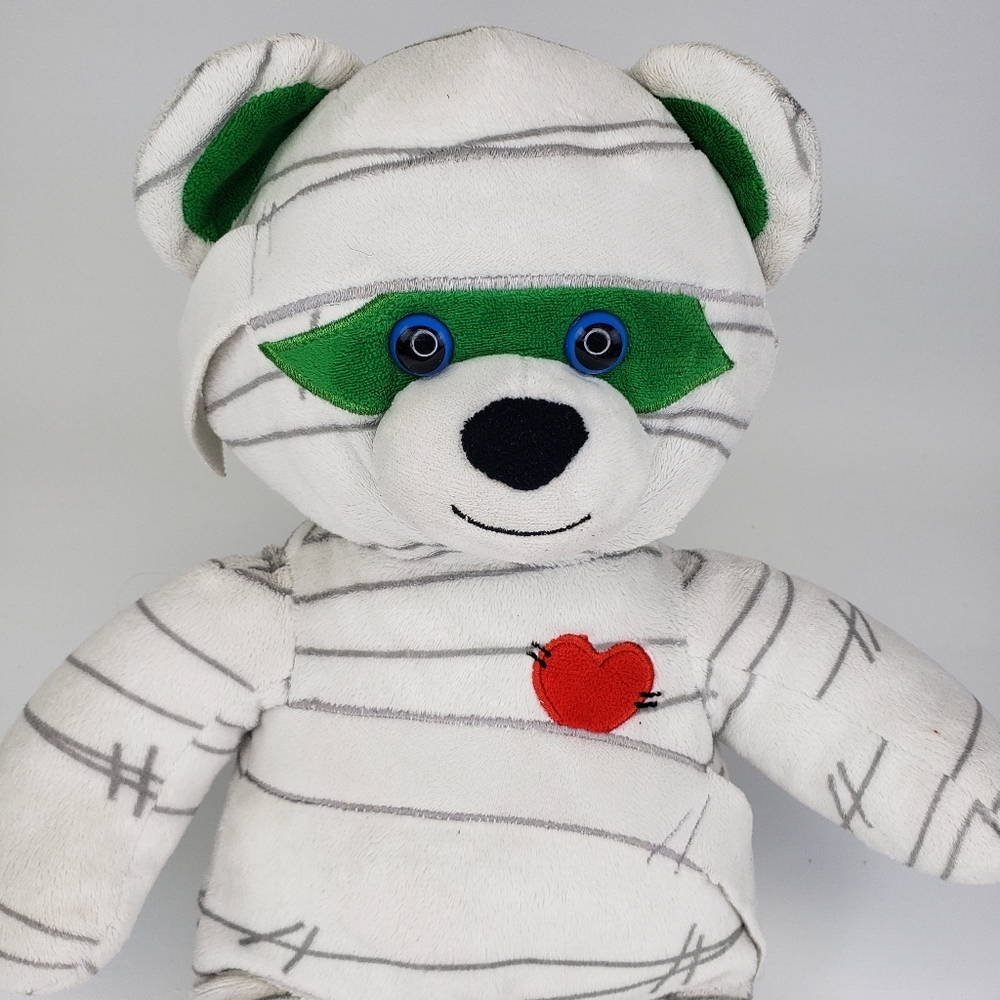 Build A Bear Mummy 17" Plush Retired Stuffed Animal Halloween Green W Red Heart